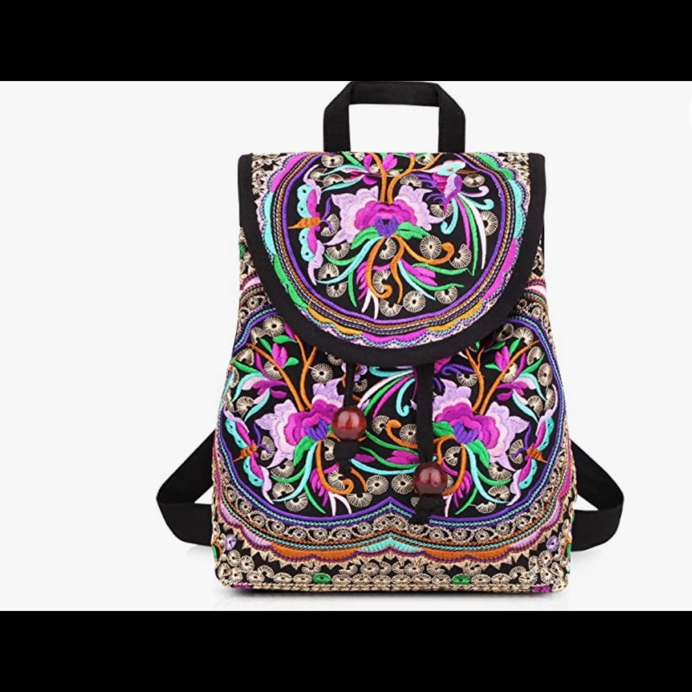 🔥 Handmade Embroidered Backpack for Women, Boho Vintage Cross-body Bag